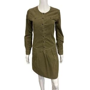 ETOILE ISABEL MARANT Green Corduroy Crewneck Long Sleeves Knee Length Dress S